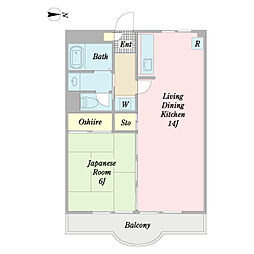 シャルマン東川口 1LDKの間取図画像