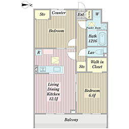 グラン・ファースト 2LDKの間取図画像