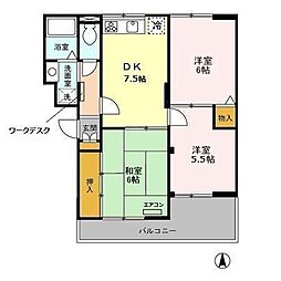 ヴァンベール東川口1 3DKの間取図画像