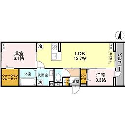 グラン南越谷 2LDKの間取図画像