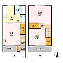 コーポ鈴木B 3Kの間取図画像