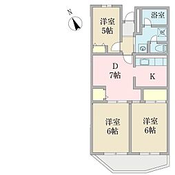 メゾンラブニール 3DKの間取図画像