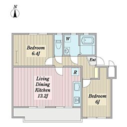 ソライエアイル草加氷川町B棟 2LDKの間取図画像