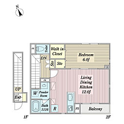 Ｒｕｈｅ 1階1LDKの間取り