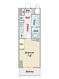アヴニール習志野 4階1Kの間取り