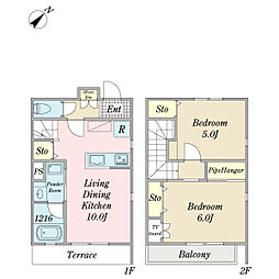 ポルトルージュ 2LDKの間取図画像
