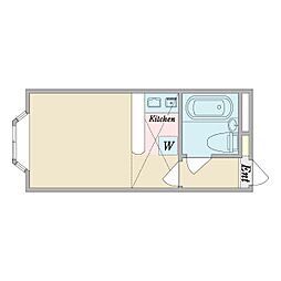 ベルピア津田沼2 ワンルームの間取図画像