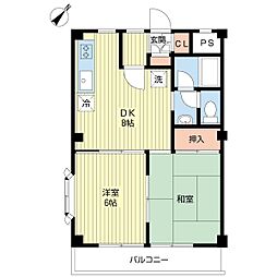 幸栄マンション 2DKの間取図画像