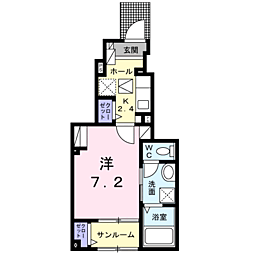 グランノワール2 1Kの間取図画像
