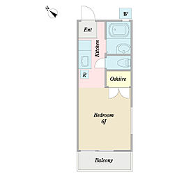 ジュネスＡ 2階1Kの間取り