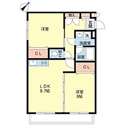 デンテ・ディ・レオーネ 1階2LDKの間取り