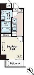 SS.FLAT高円寺 1Kの間取図画像