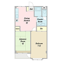 ハートビートキリン 1階2DKの間取り