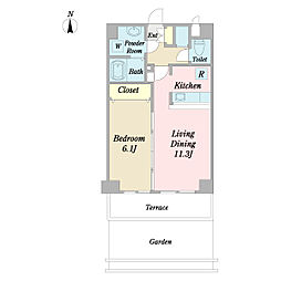 フランシーズ 1階1LDKの間取り