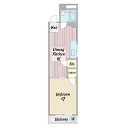 パークサイド柴又 1階ワンルームの間取り