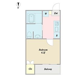 アーバンリーフ小岩 1Kの間取図画像