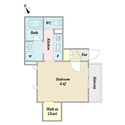 ソレイユ 1Kの間取図画像