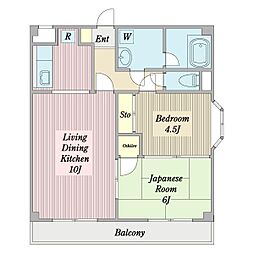 メゾン江戸川 2LDKの間取図画像