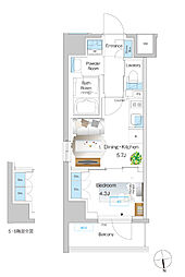 プレディアコート小岩 1DKの間取図画像
