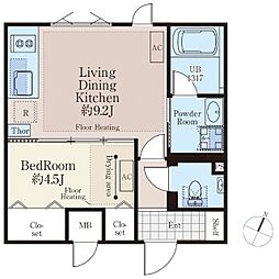 GLOBE NISHIAZABU 1LDKの間取図画像