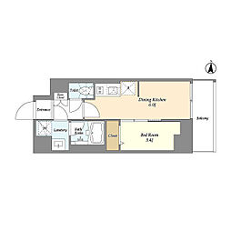 グランカーサ菊川 10階1DKの間取り