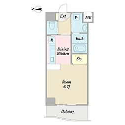 ウィステリア大島 5階1Kの間取り