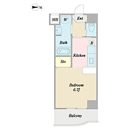ウィステリア大島 5階1Kの間取り