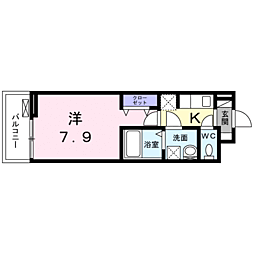 グランツ 2階1Kの間取り