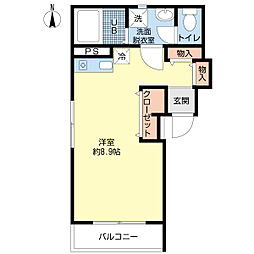 ノベルコート鐘ヶ淵 3階ワンルームの間取り