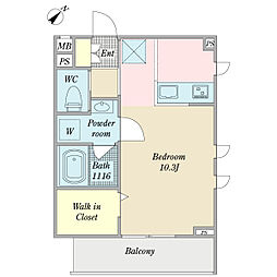 エクレラージュ亀戸 ワンルームの間取図画像