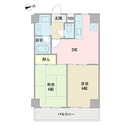 ビバーチェ1 2DKの間取図画像