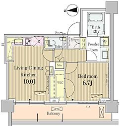 パークアクシス池田山 1LDKの間取図画像