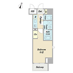 スターマーク 4階1Kの間取り