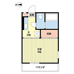 グリーンパーク 1階1Kの間取り