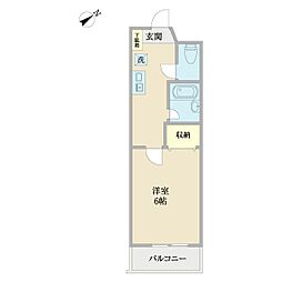 スプリームフラット壱番館 1Kの間取図画像