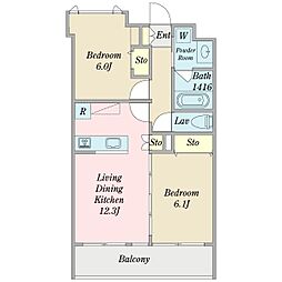 NovelPaulownia 2LDKの間取図画像