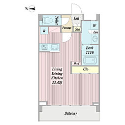 青葉台1丁目ビル ワンルームの間取図画像
