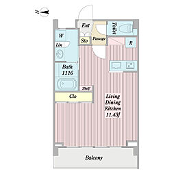 青葉台1丁目ビル ワンルームの間取図画像