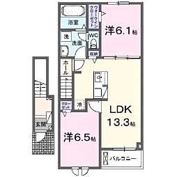ＭＡＨＡＮＡ　ＷＥＳＴ 2階2LDKの間取り