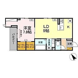 Cradle 1LDKの間取図画像