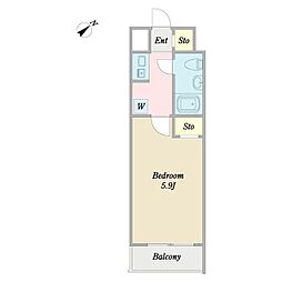 DeLCCS洗足池 1Kの間取図画像