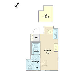 キャッツベル六実 1階ワンルームの間取り