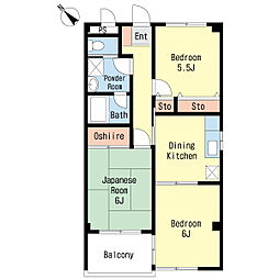 パールハイム 3階3DKの間取り