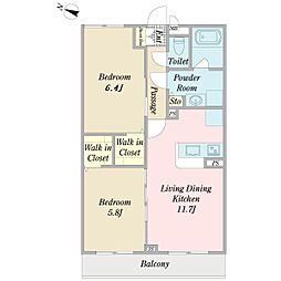 エルピス・レガーロ 3階2LDKの間取り