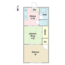 メゾン西八千代 1階2Kの間取り