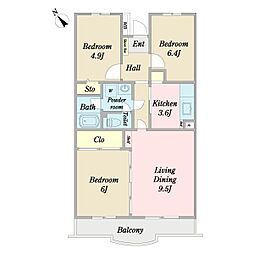 グリーンハイツ石井Ｄ 5階3LDKの間取り