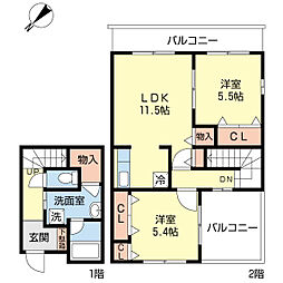 エクセルコート弐番館 2LDKの間取図画像