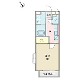 ウィステリア 1Kの間取図画像