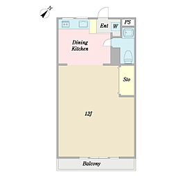 コーポマルヤマ 3階ワンルームの間取り