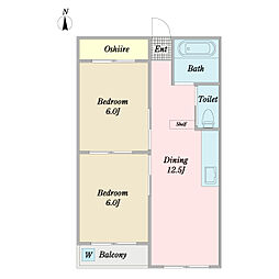 小金原第3コーポラス 5階2LDKの間取り